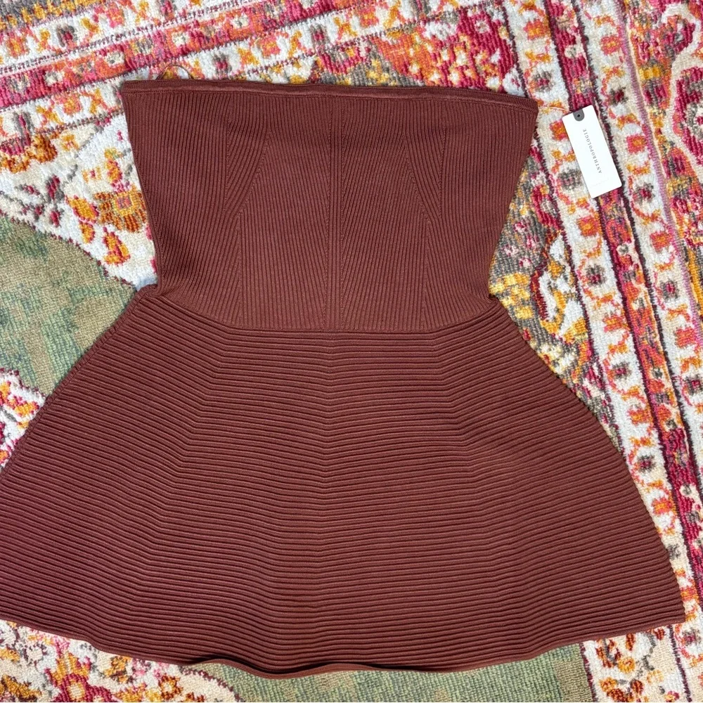 Maeve Anthropologie Brown Strapless Peplum Knit Tube Top - Picture 5 of 5